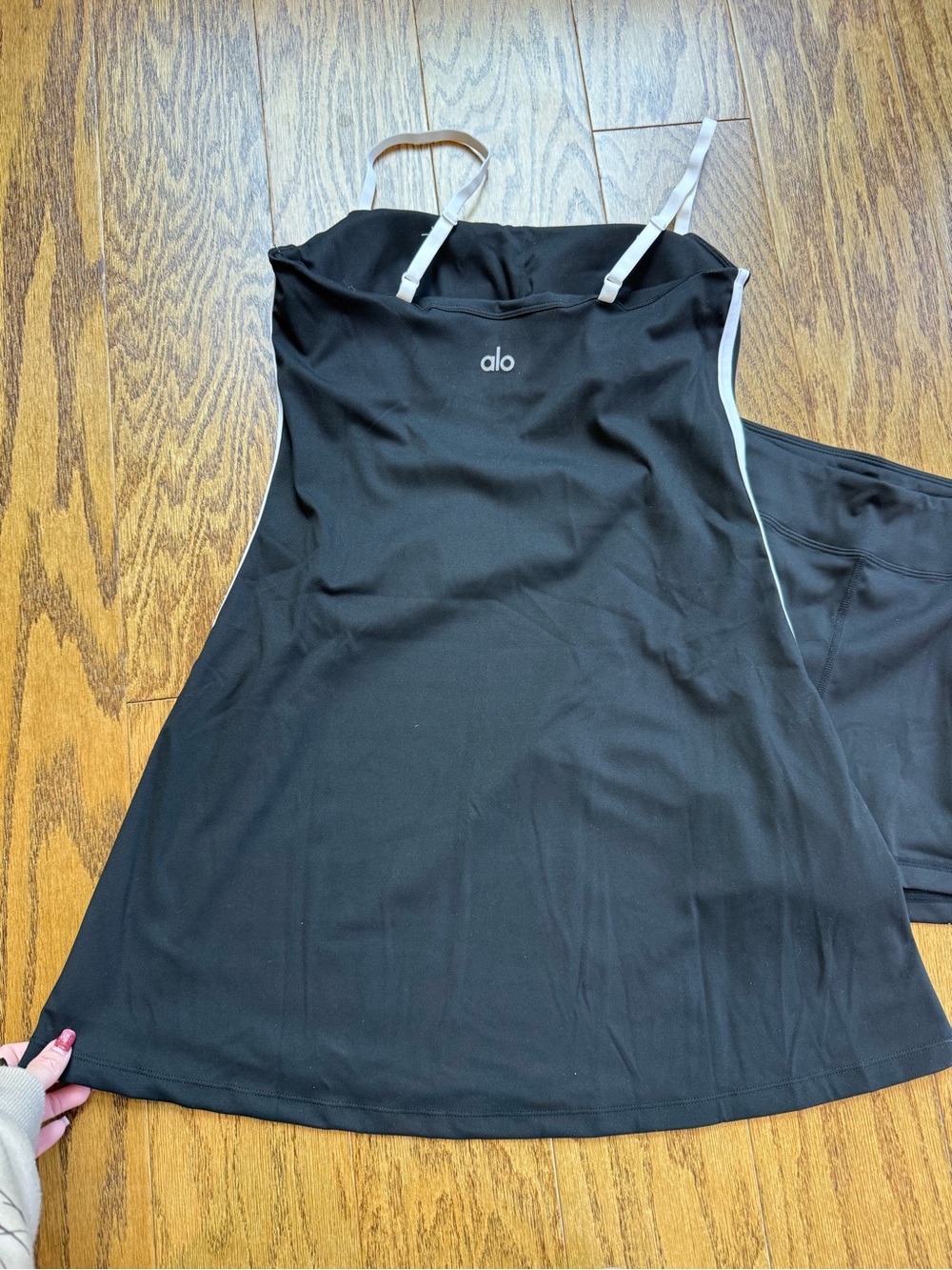 ALO Yoga Black Mini Dress with White Trim - Picture 2 of 4